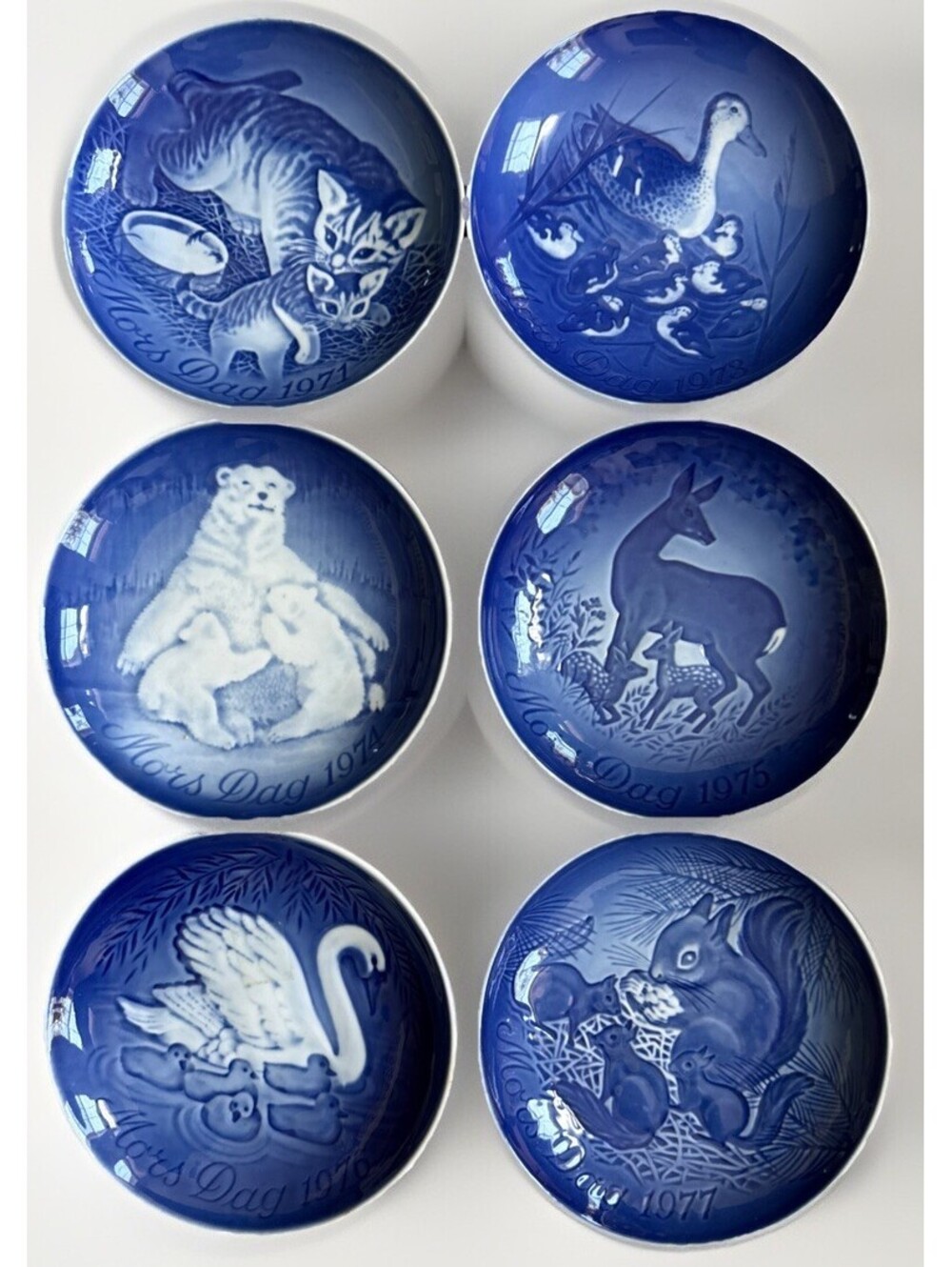 Royal Copenhagen Christmas Mothers Day Lot “Mors Dag” Set 1971-1977 (W/O 1972)